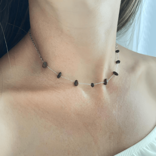 Colar Chocker em Aço Inoxidável com Pedras Naturais - Image 2
