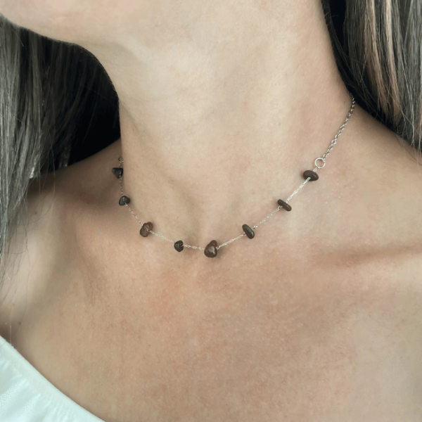 Colar Chocker em Aço Inoxidável com Pedras Naturais - Image 3