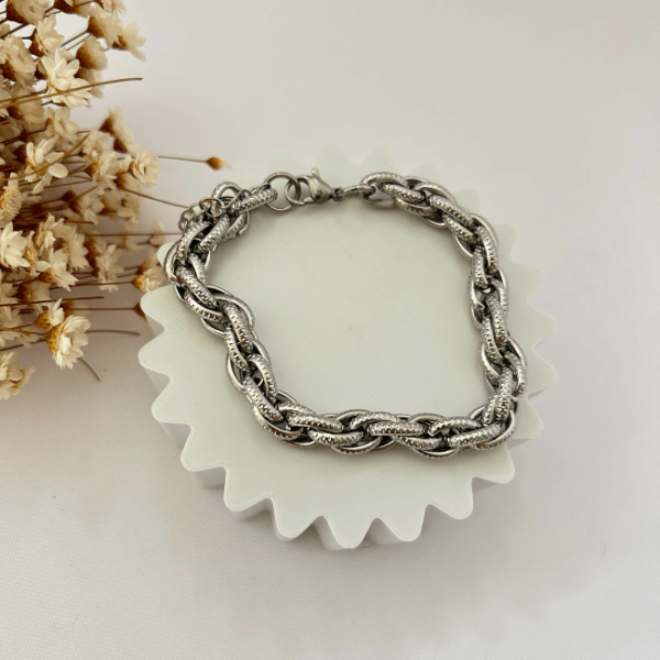 Pulseira Elos Trançados em Aço Inoxidável - Image 3