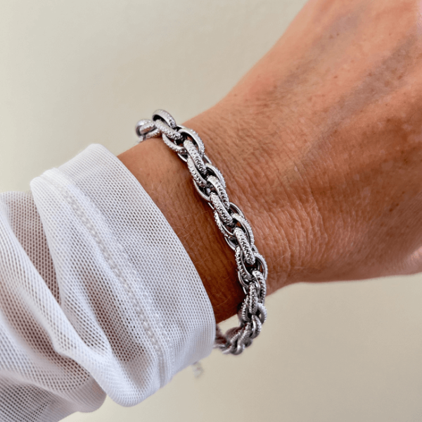 Pulseira Elos Trançados em Aço Inoxidável - Image 5