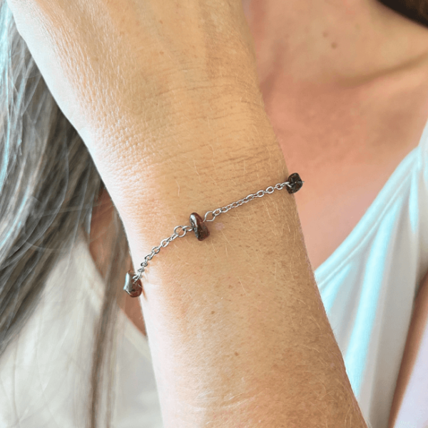 Pulseira em Aço Inoxidável com Pedras Naturais - Image 2
