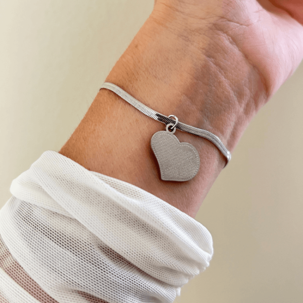 Pulseira Fita Coração Pai Nosso em Aço Inoxidável - Image 3