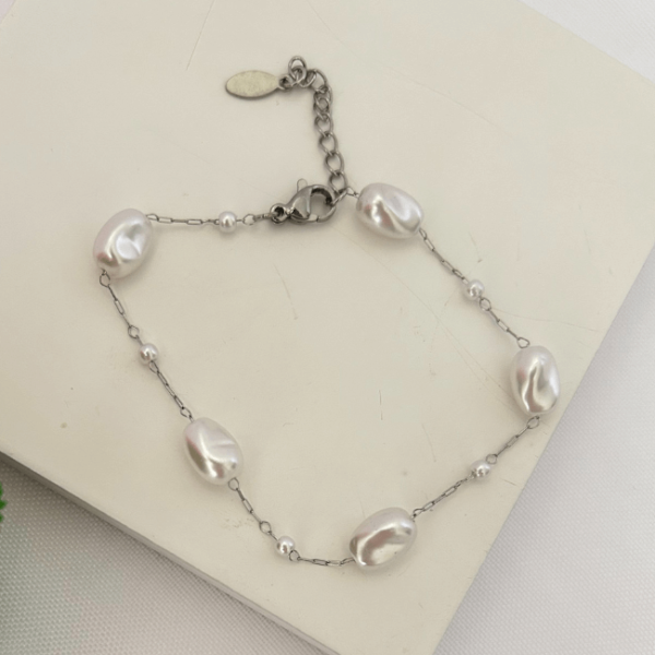 Pulseira Pérolas em Aço Inoxidável