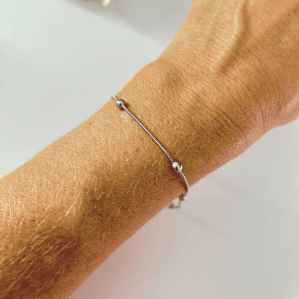 Pulseira Rabo de Rato com Bolinhas em Aço Inoxidável - Image 3